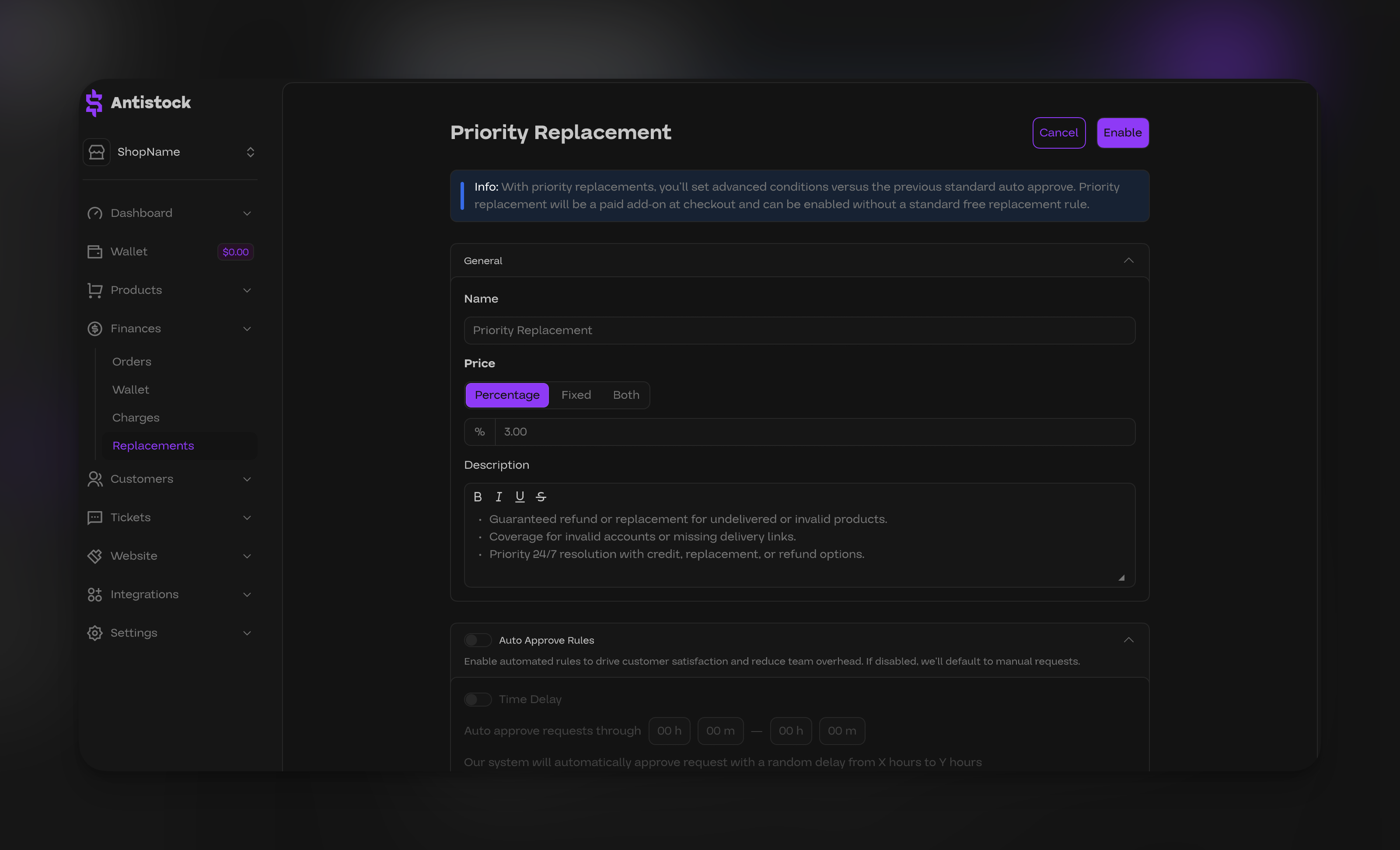 Priority replacement protection and revenue collection