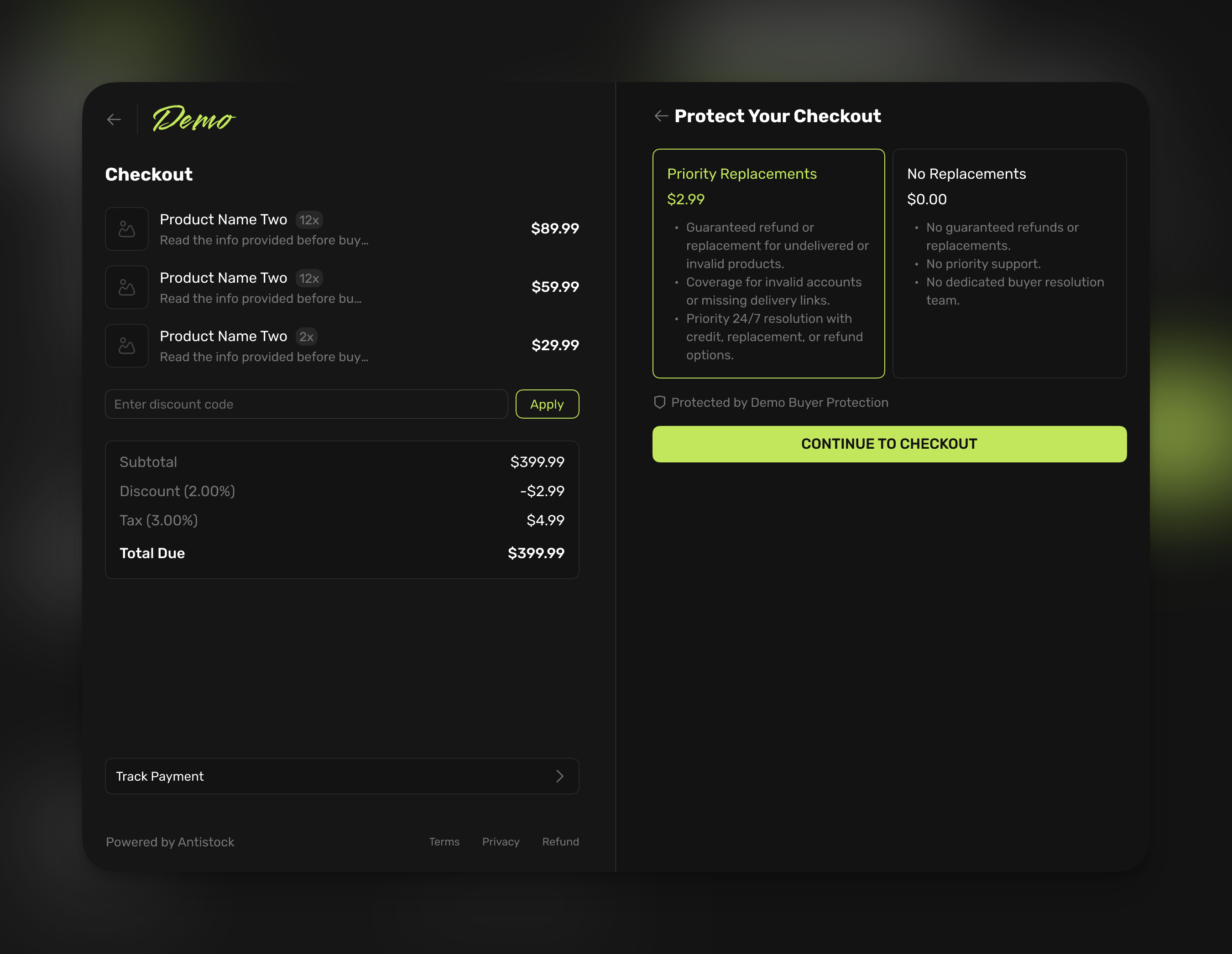 Protect your checkout with replacement plans